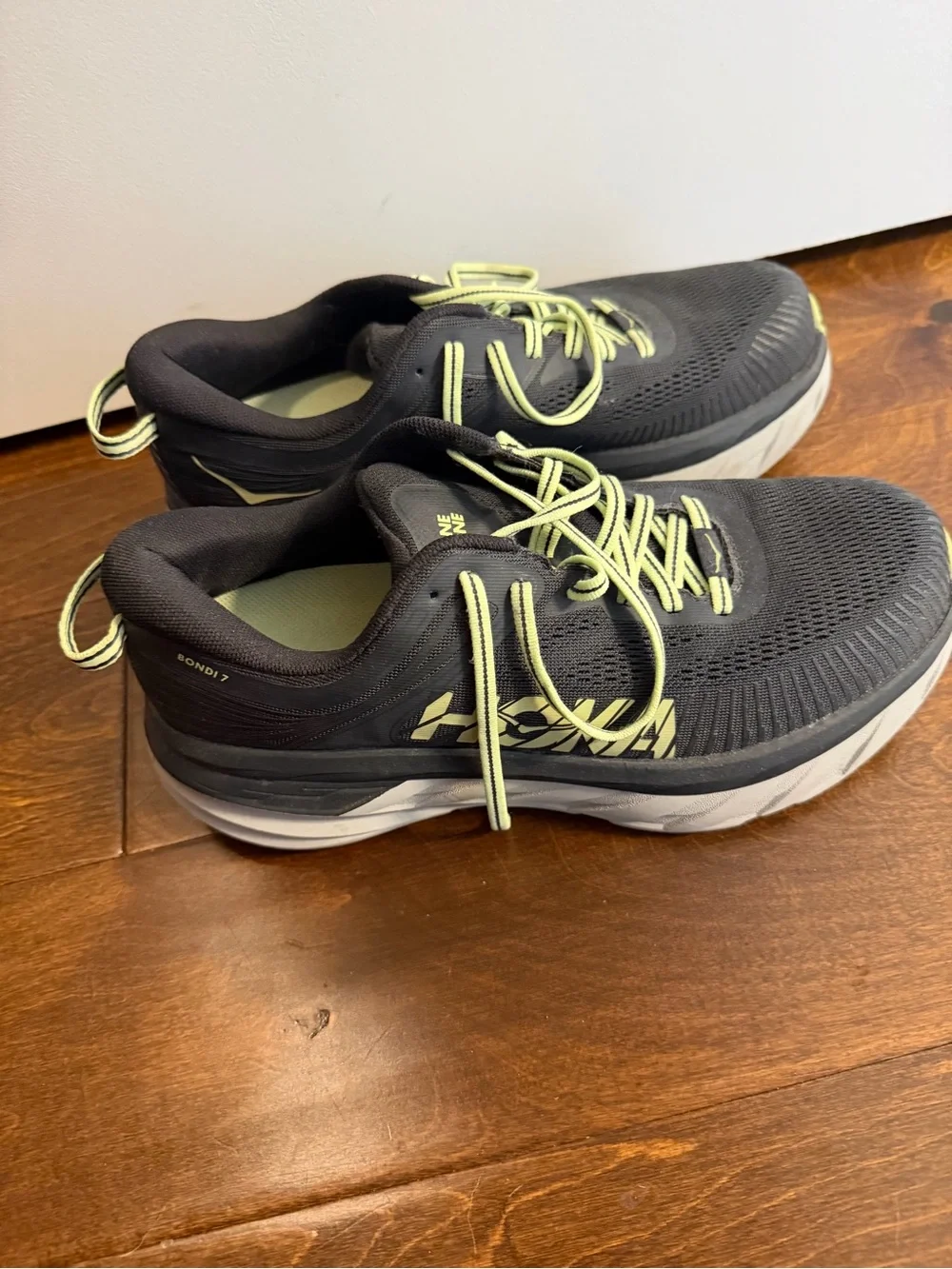 Hoka One One Men’s Black with Neon Green Athletic Running Shoes